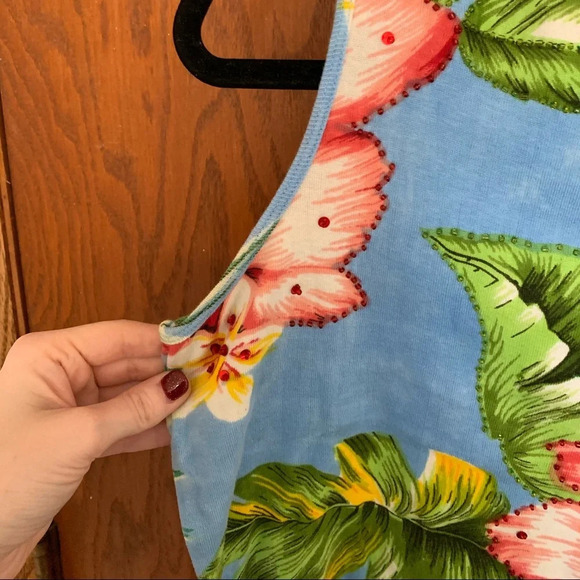 Vintage Jane Ashley Floral Beaded Tank - Picture 2 of 6